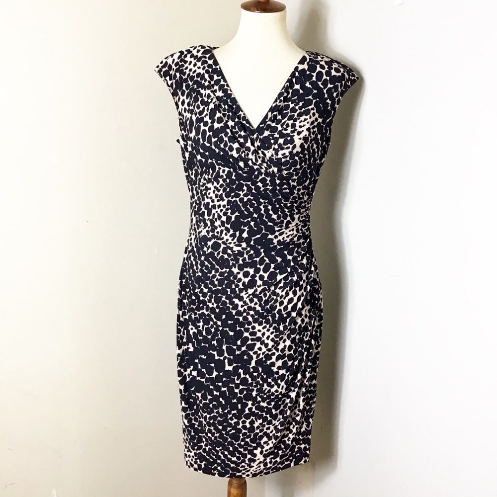Ruched Printed Dress -Lauren Ralph Lauren - Sz. 10